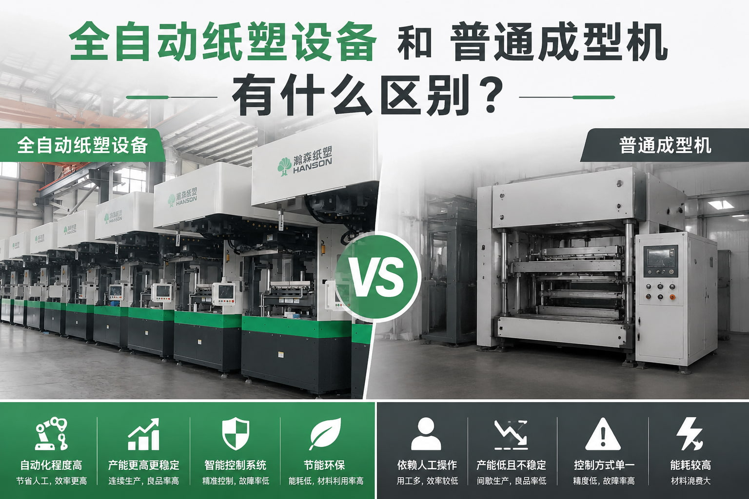 全自动纸塑设备和普通成型机有什么区别？